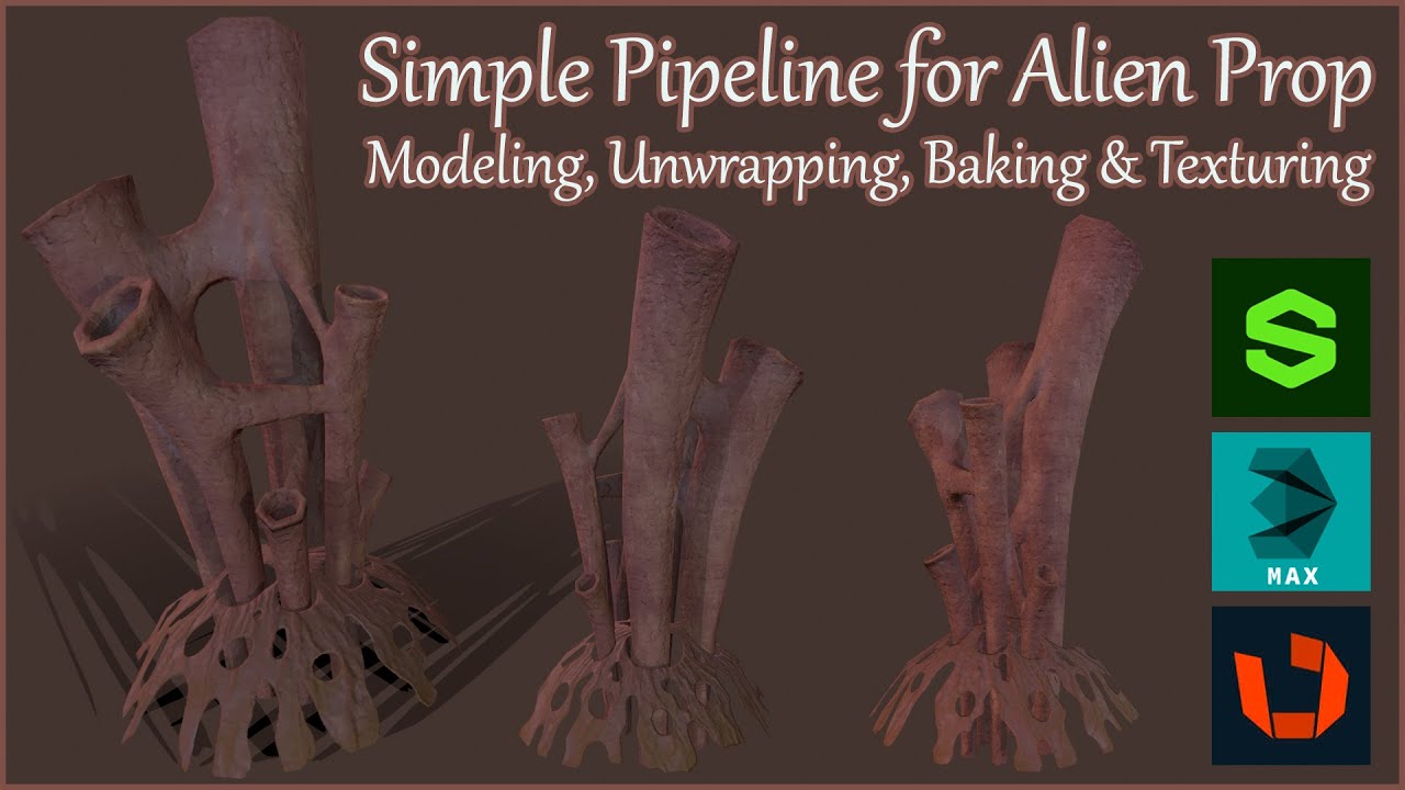 Alien Tubes Prop: Modeling, Unwrapping, Baking & Texturing Made Easy!