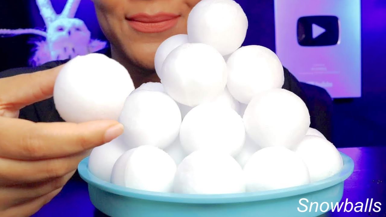 ASMR REFROZEN SNOWBALLS ICE EATING/ ONLY BITES/JUST BITES@12:58