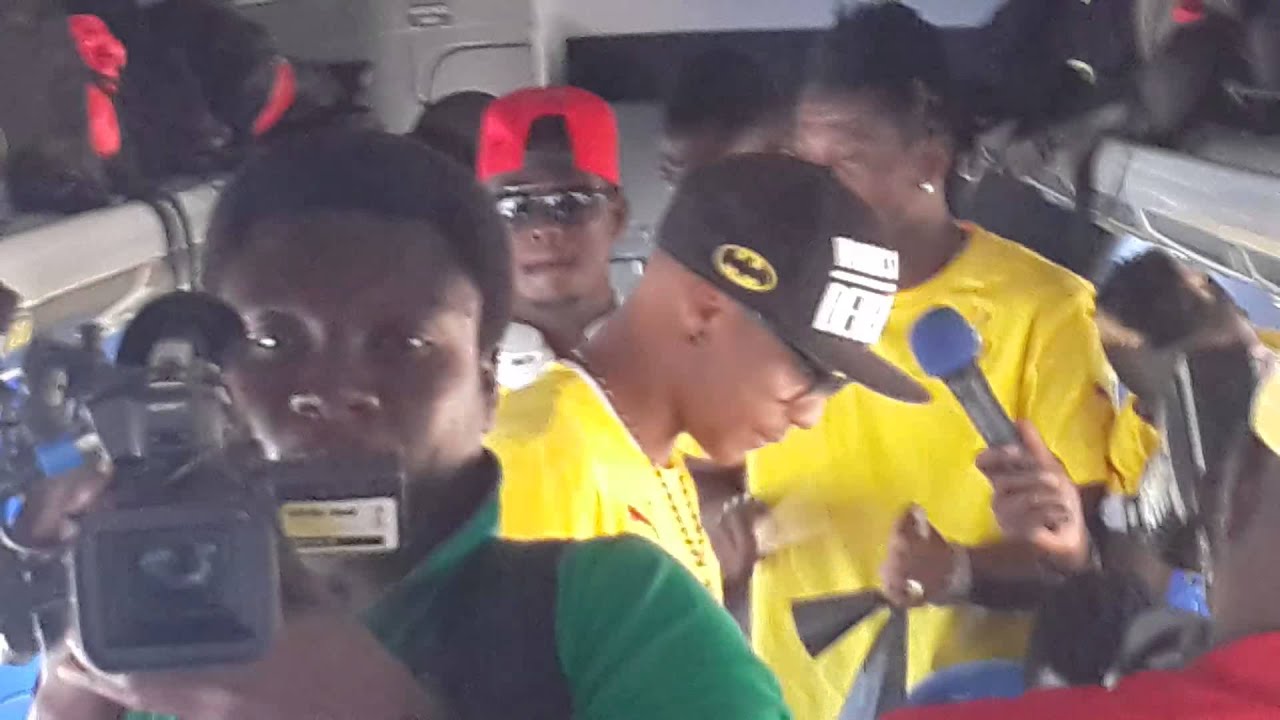 Ghana players on their bus at the World Cup