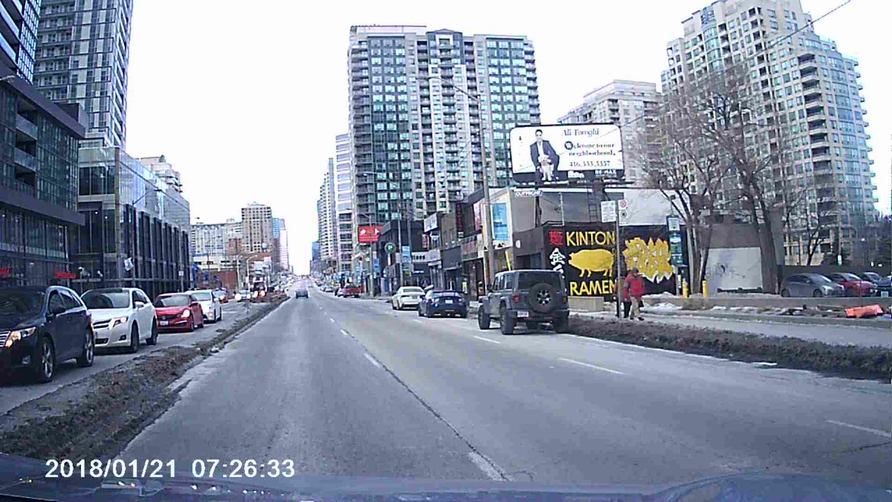 Narrow path at North York Centre Parking