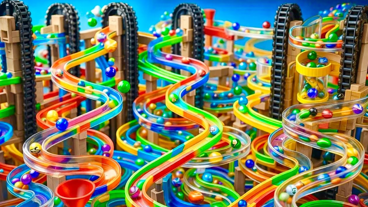 Marble Run Race ASMR Rollercoaster – Peaceful Stillness in Gentle Rolls