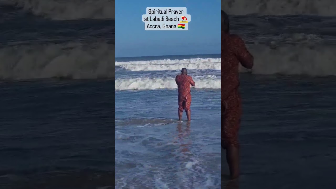African American King in Ghana Praying at Labadi Beach in Accra
