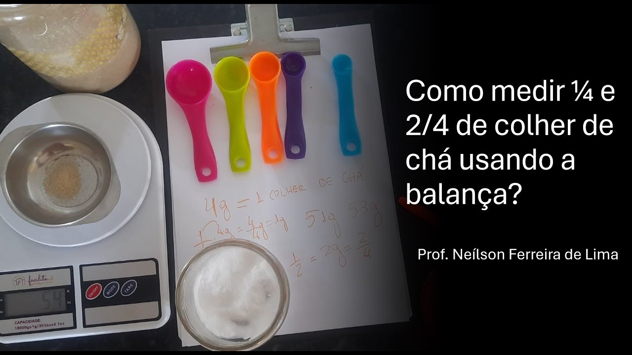 Como medir 1/4 de colher de chá de sal ou açúcar usando a balança?