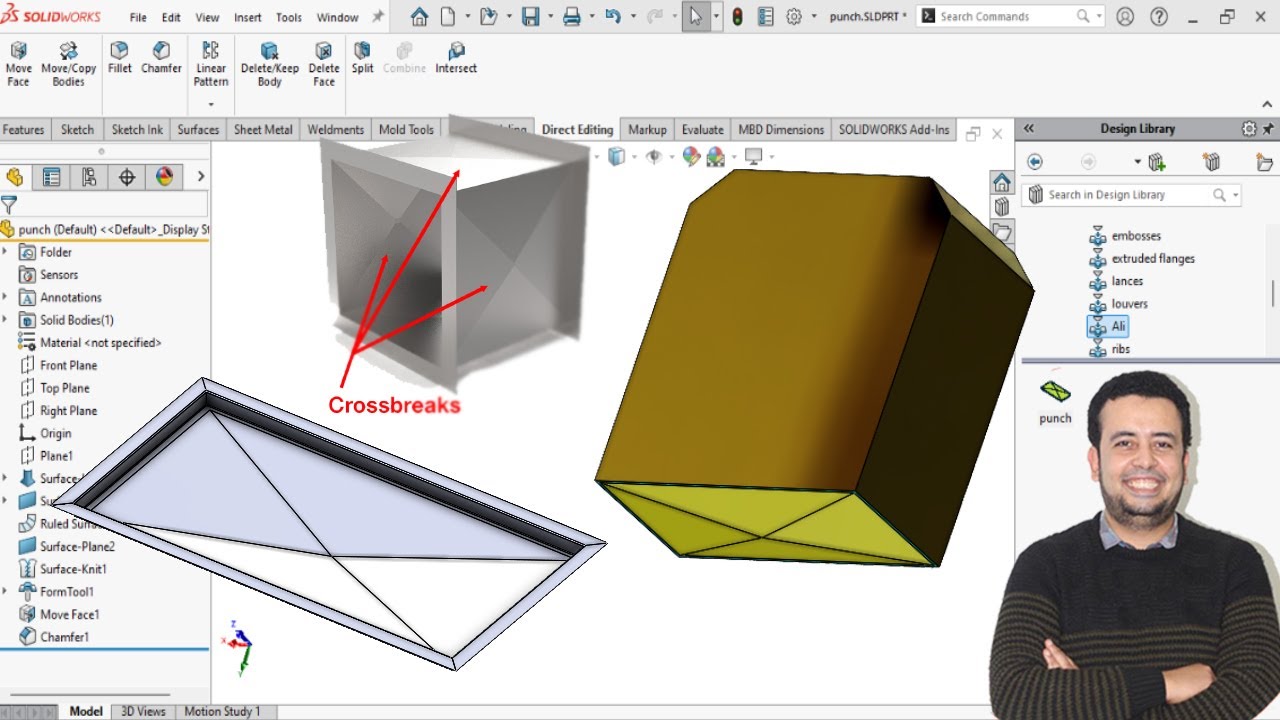 How to Create a 3D Cross Break in SolidWorks Sheet Metal