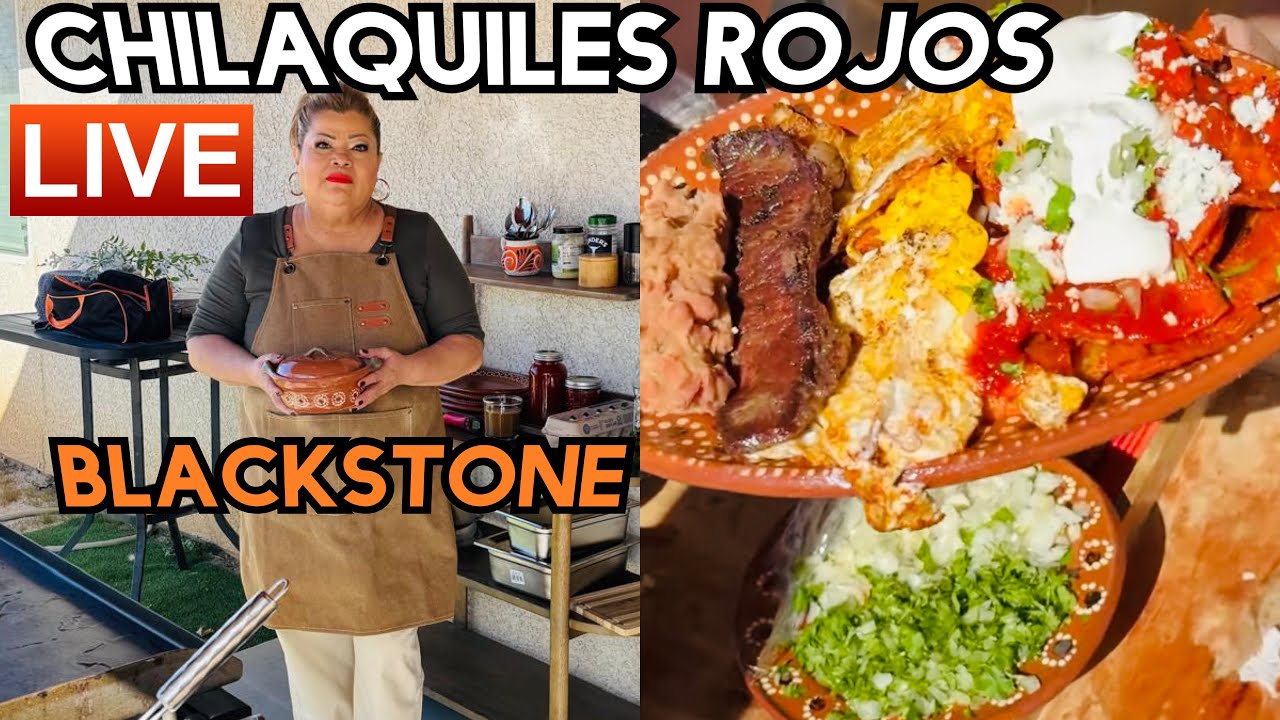 Desayuno de Domingo Chilaquiles Rojos en la Blackstone #desayuno #domingo #chilaquilesrojos