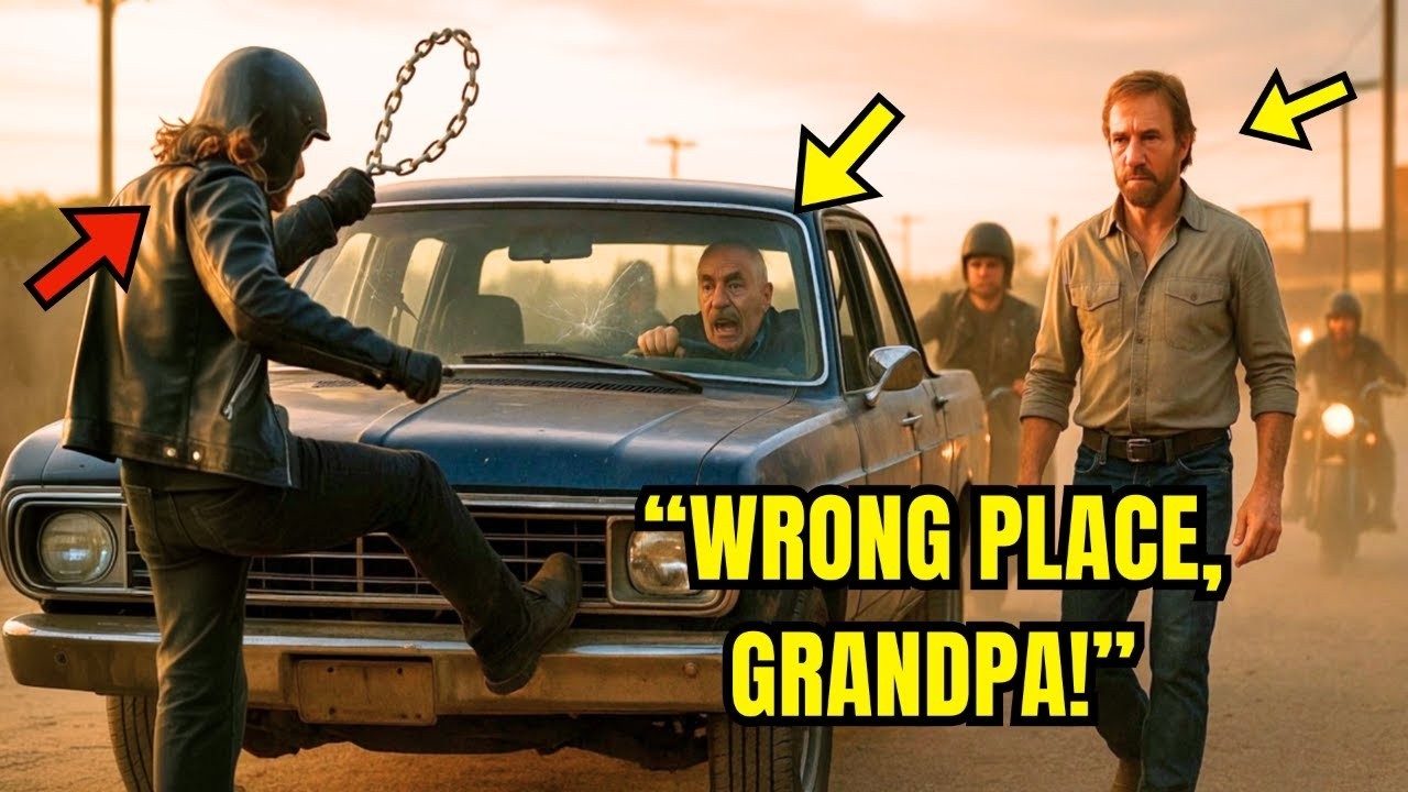 Bikers Kick an Old Man’s Truck, Until Chuck Norris Makes Them Eat Asphalt