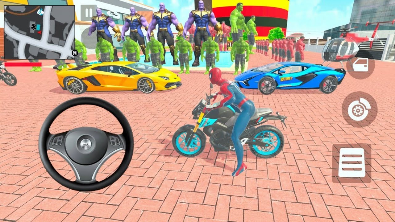 🎮Indian Theft Auto Simulator | Hulk vs Spiderman | 🤑 Crazy Bike & car challenge - Android Gameplay 