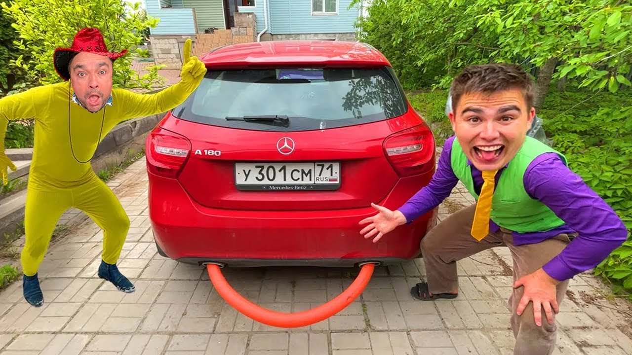 Man on Lamborghini Roadster Put Stick in Exhaust Pipe VS Mr. Joe on Mercedes