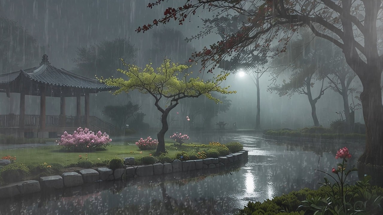 Relaxing Rain Sounds with Soft Nature Night Ambience for Meditation and Stress Relief