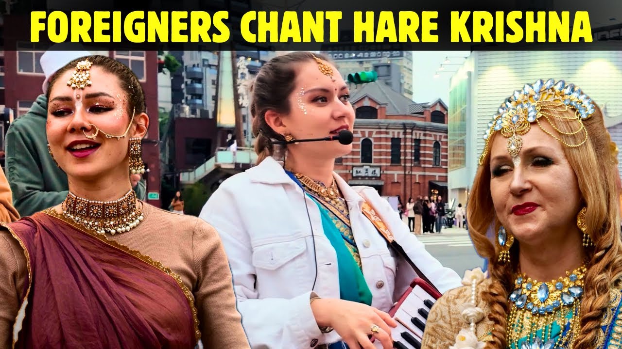 Foreigners Performing Hare Krishna Kirtan in Public 😮🎶 🇹🇼