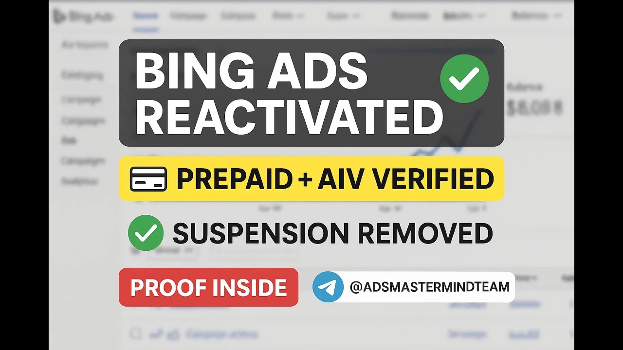 Bing Ads Reactivated Account | Prepaid Balance + AIV Verified | Campaign Spending Proof