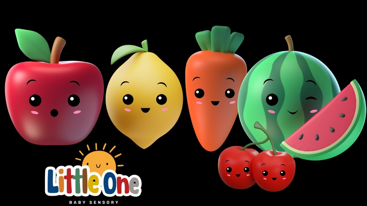 Dancing veggies -Dancing fruits- CUTE Animation - Baby Sensory video - High Contrast Sensory