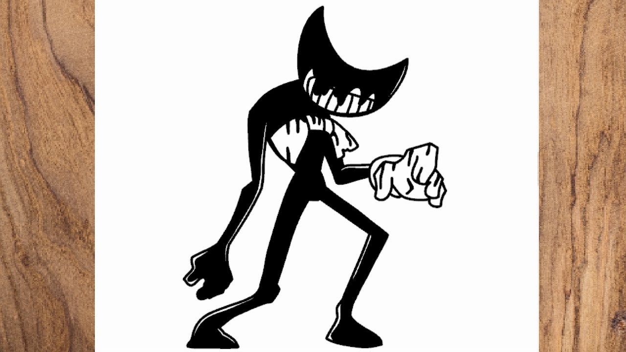 Como dibujar a Bendy Indie Cross FNF Friday Night Funkin paso a paso