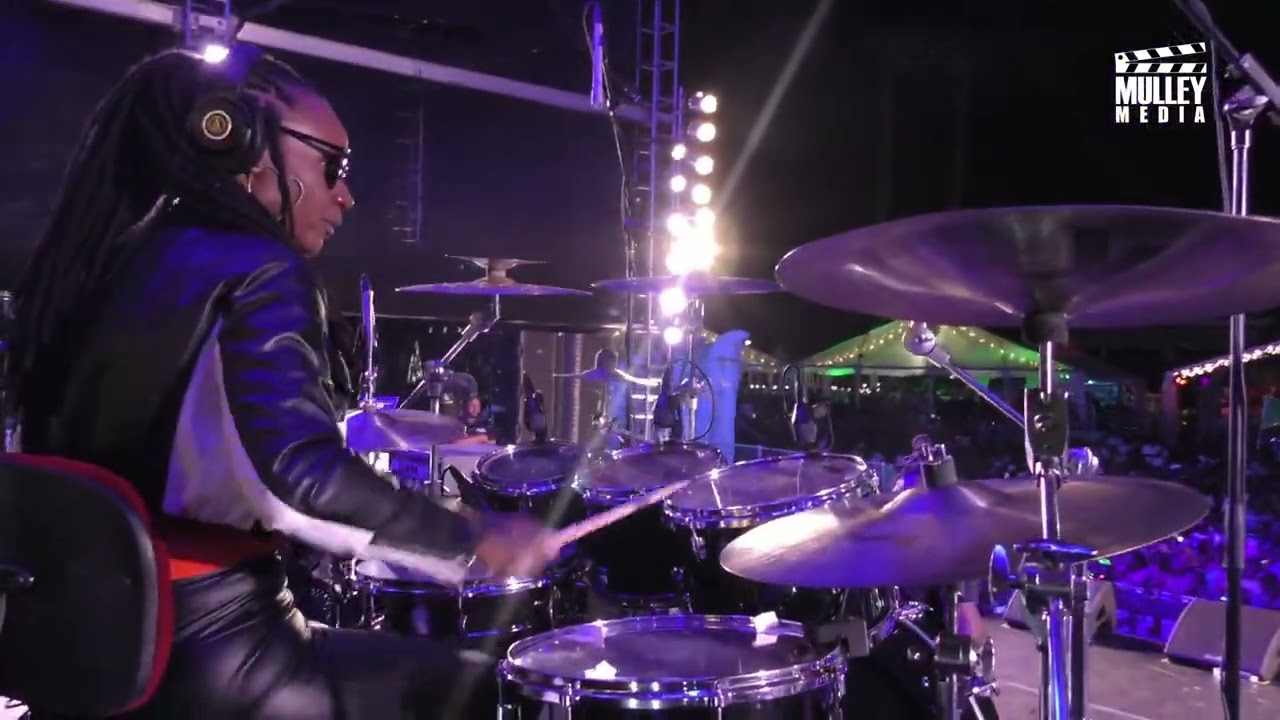 Alanna Quiet Storm on the Drums backing Up Adam O in St.Kitts at the St. Kitts Music Festival 2024.