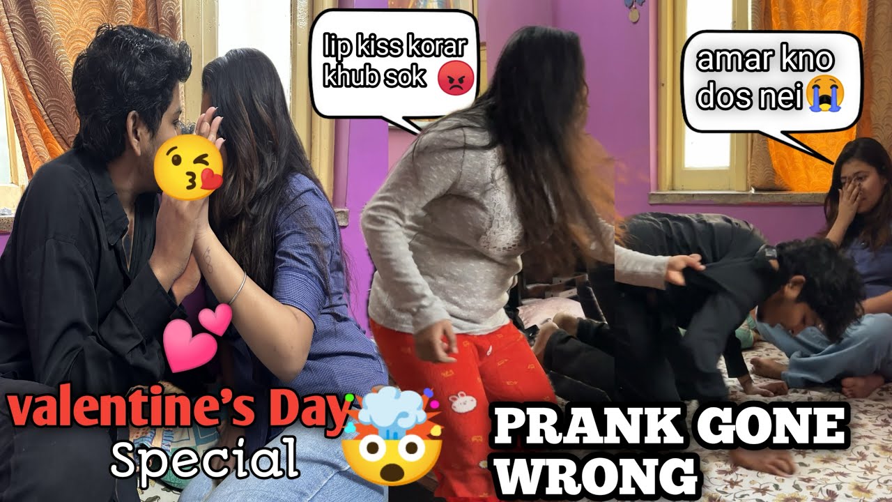 ‘’Kissing another girl’’ prank on girlfriend 😅 crazy reaction 🤯 Valentine’s Day special