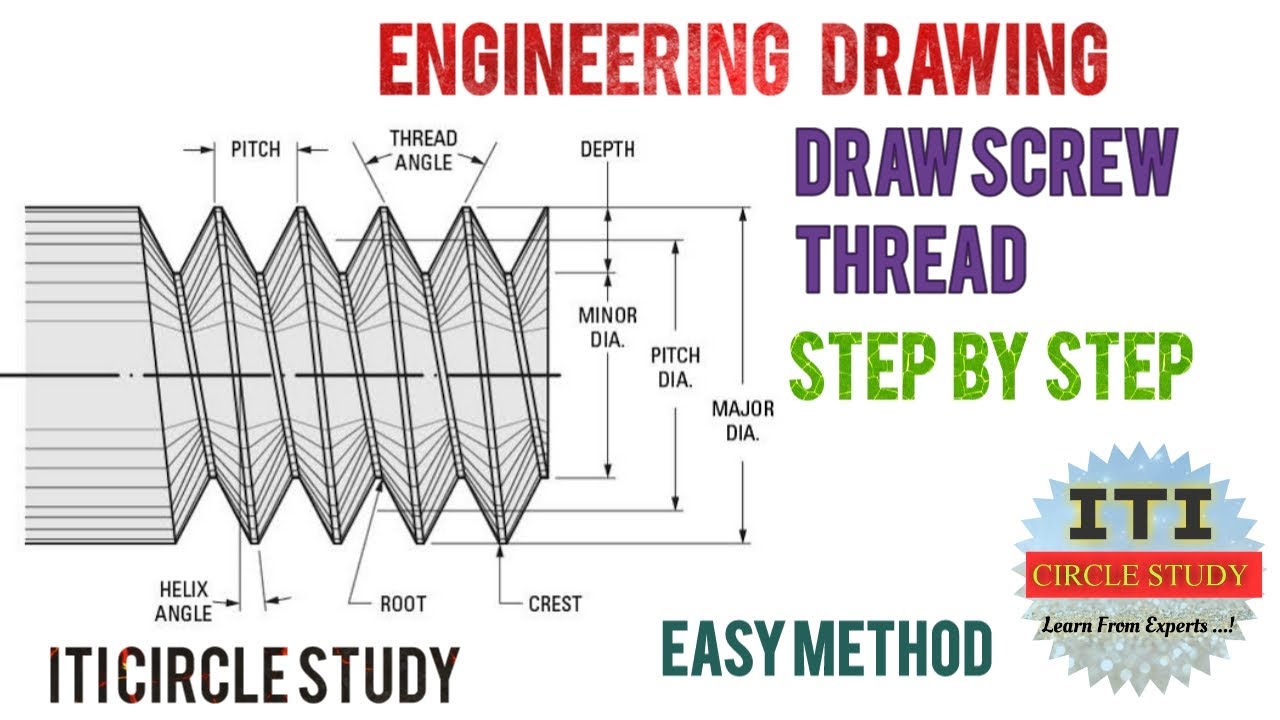 How to draw Screw Thread | Thread NomenclatureI ITI Engineering Drawing
