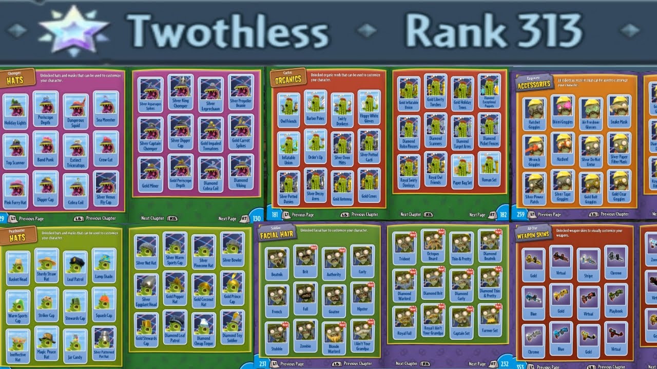 100% Completion of Plants vs. Zombies: Garden Warfare! [Max RANK, ALL Stickers, ALL Characters]