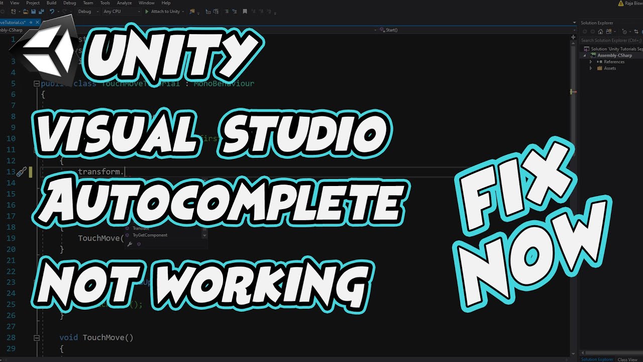 Visual Studio Auto Complete Not Working in Unity - Fix  ( 2025 Working )