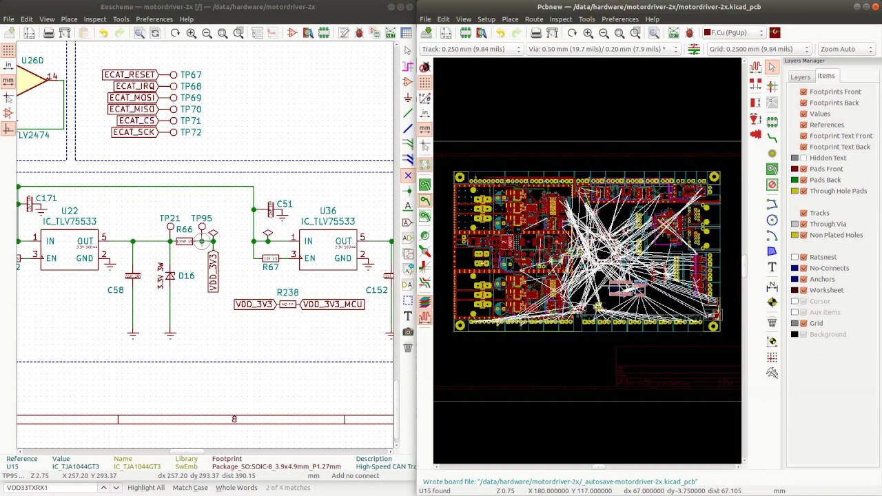 KiCad PCB Layout #18: slight placement modifications for peripheral chips