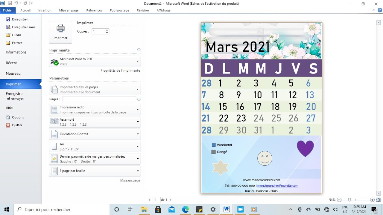 Comment Faire un calendrier  avec Microsoft Word en 13 minutes?