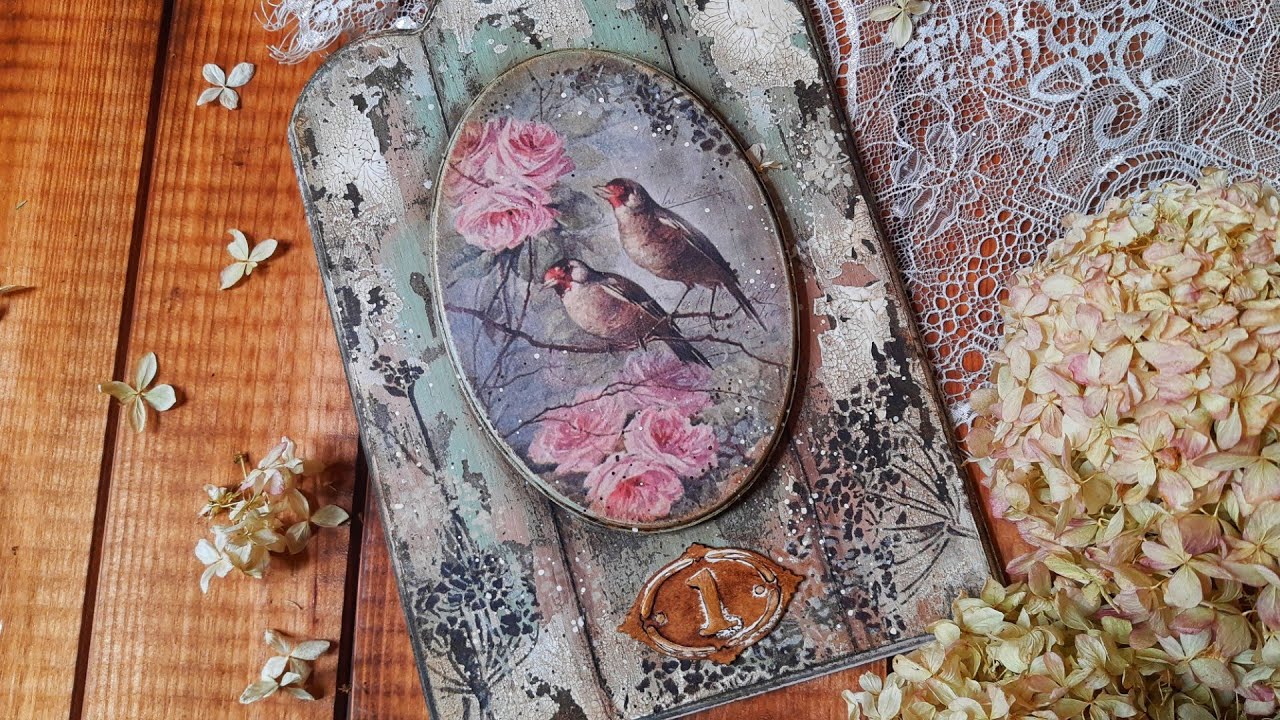 Aging technique ShabbyChic ♡♡♡ Vintage decorative panel -decoupage tutorial