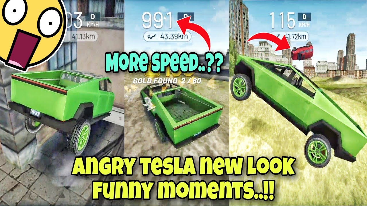 Angry tesla new look😱Funny moments🤣Extreme car driving simulator