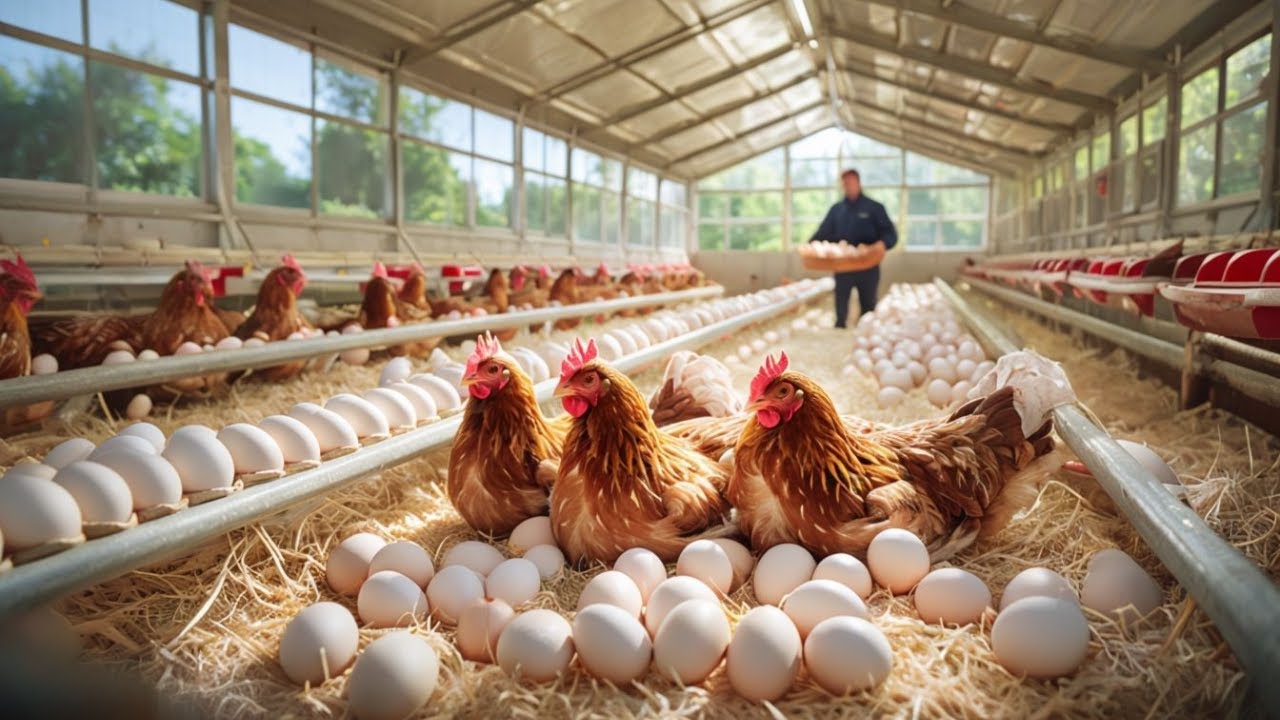Incredibile allevamento di galline ovaiole 💥 Come gli agricoltori raccolgono le uova e generano aff