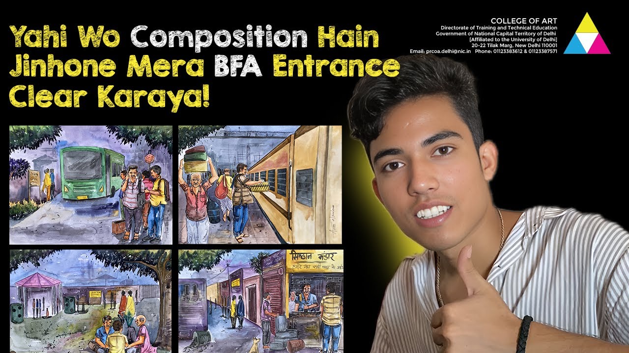Watercolour Composition For BFA Entrance Exam || College Of Art Delhi || Composition Topics 