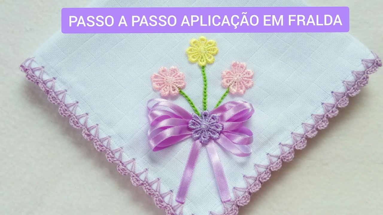 APLIQUE PARA FRALDA DE BOCA COM BICO DE CROCHÊ