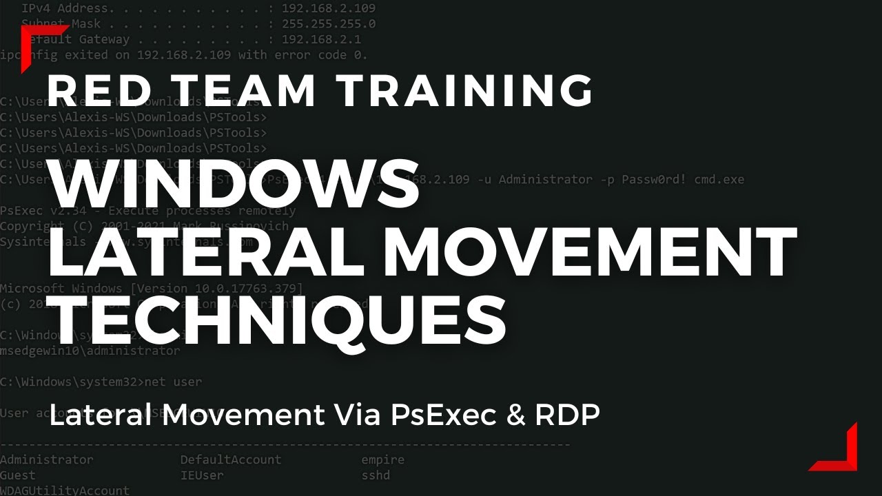 Методы бокового перемещения Windows Red Team — PsExec и RDP