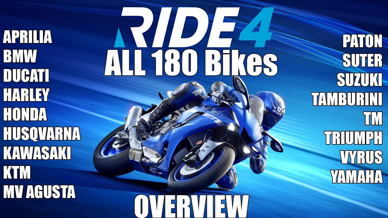 Ride 4 Full Bike List | All 180 Bikes | Ride 4 Best Bikes | Aprilia BMW Ducati Honda KTM Yamaha (PC)