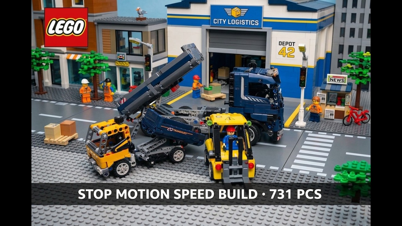 LEGO Technic #42147 & #42203 Truck Series & Forklift(Alt-Brick) | Stop Motion Build