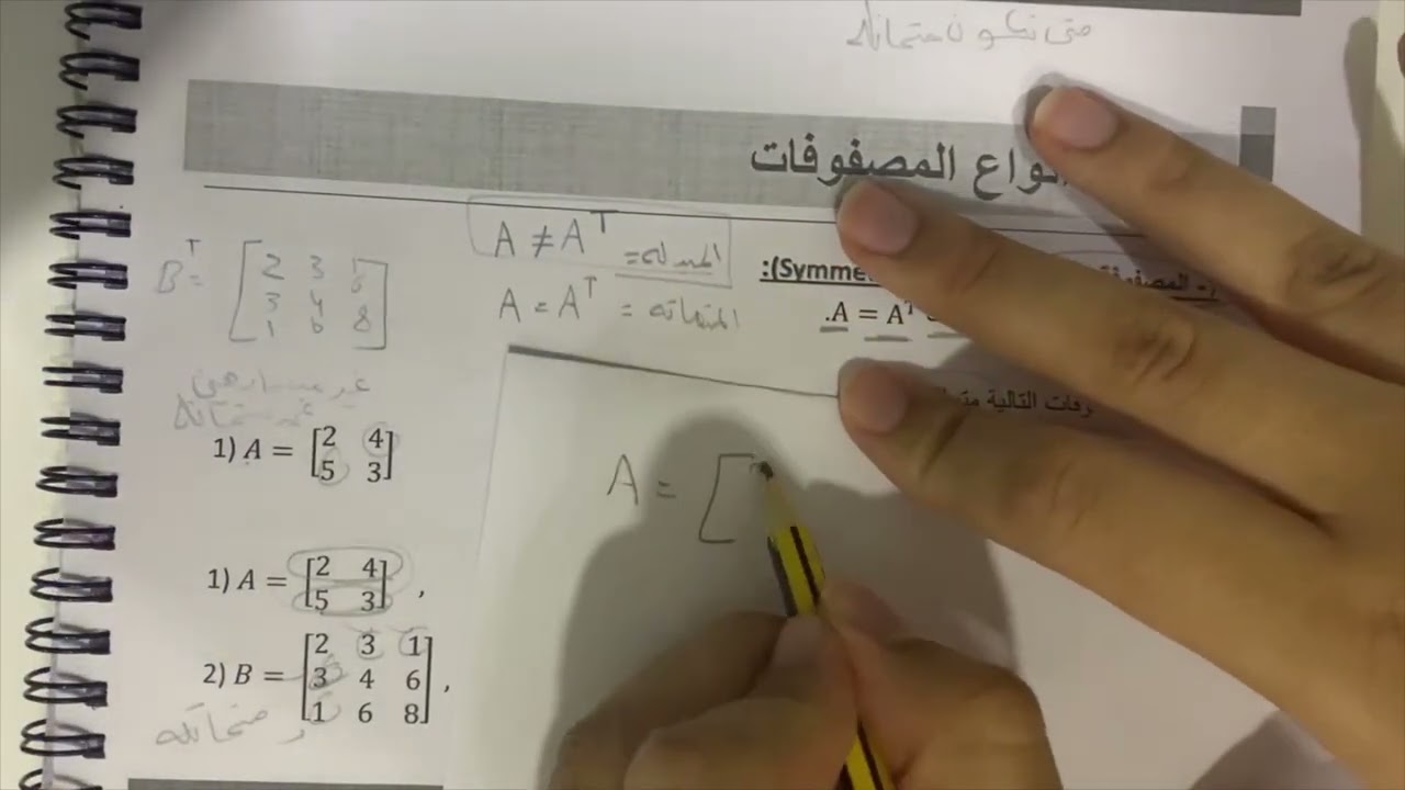 المصفوفة المبدلة والمصفوفه المتماثلة