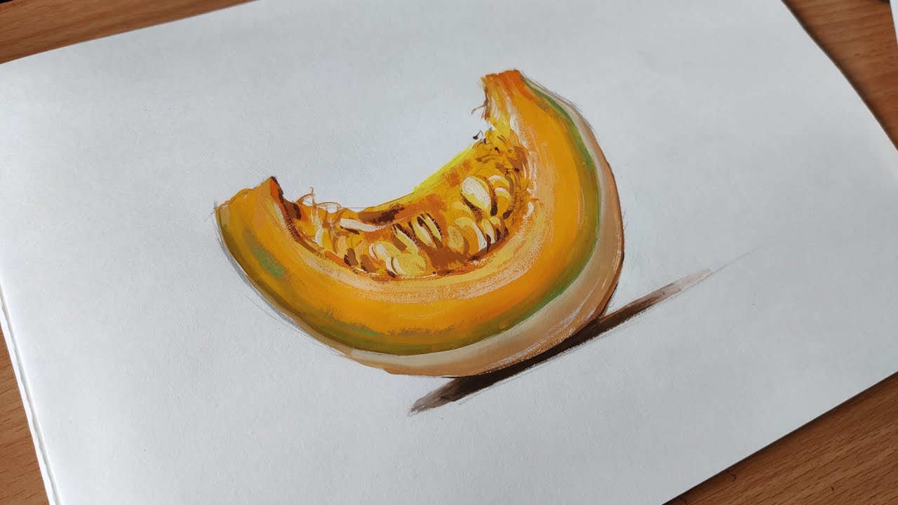 elementary and intermediate object drawing | pumpkin slice object drawing