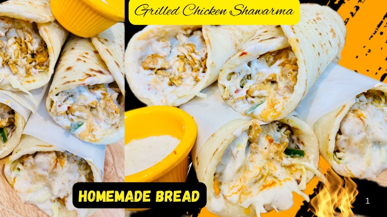 Chicken shawarma recipe at home| Homemade shawarma bread| Shawarma recipe!
