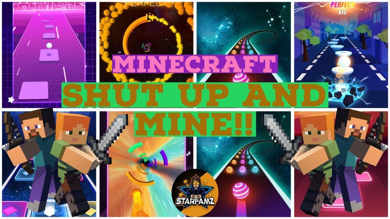 MINECRAFT - SHUT UP AND MINE || EDM RUSH!! (TILES HOP, DANCING ROAD, HOP BALL..)