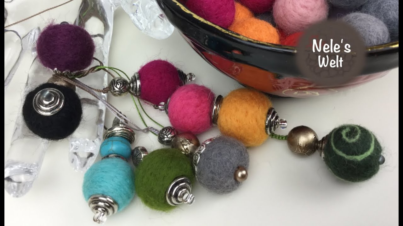 filzen, Kette aus Filzkugeln, Nadelfilzen,DIY by Nele