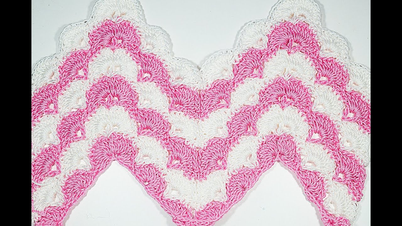 Crochet stitch of zig zag fans