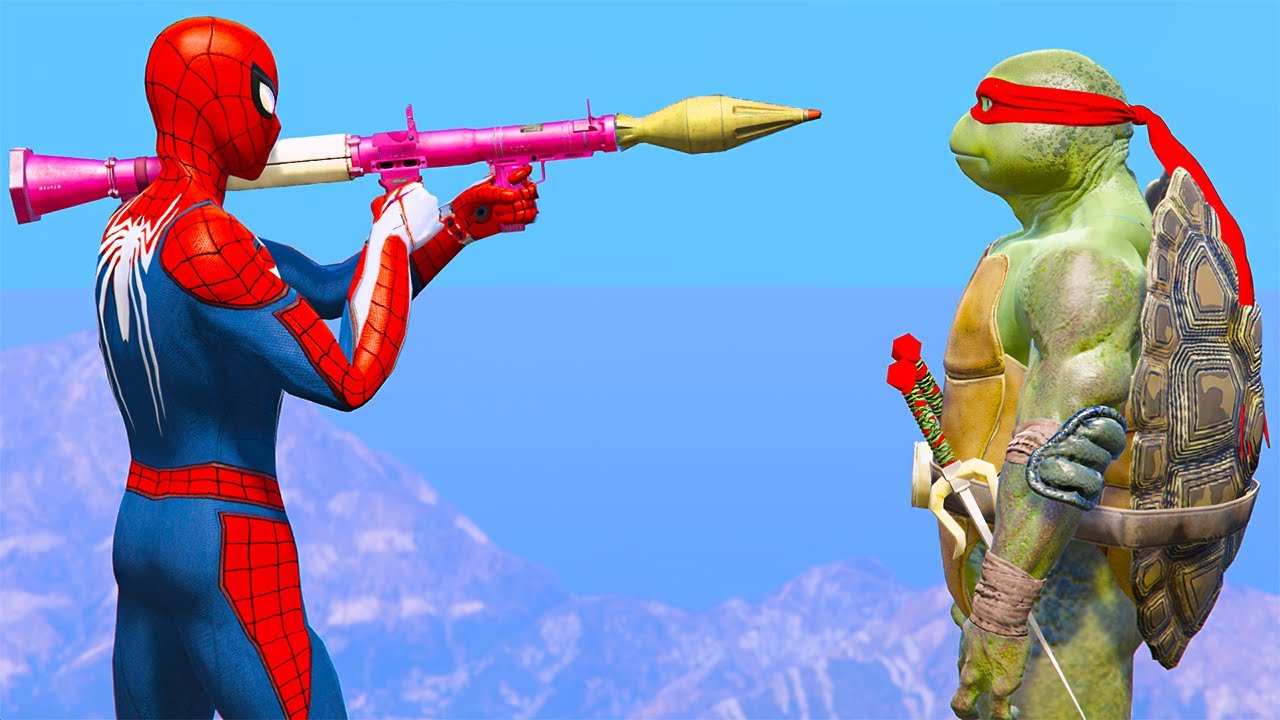 GTA 5 Gameplay Ragdolls SPIDERMAN VS Mutant Teenage Ninja Turtles (Euphoria Physics, Ragdolls Fails)