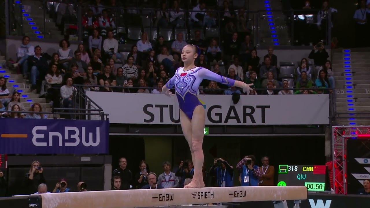 Qiyuan Qiu China Schwebebalken - Gerätfinale EnBW DTB Pokal 2024 Stuttgart