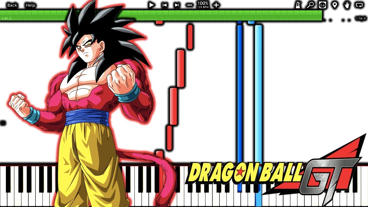 Goku Super Saiyan 4 (SSJ4) Theme - Dragon Ball GT OST (Piano Tutorial) [Synthesia]