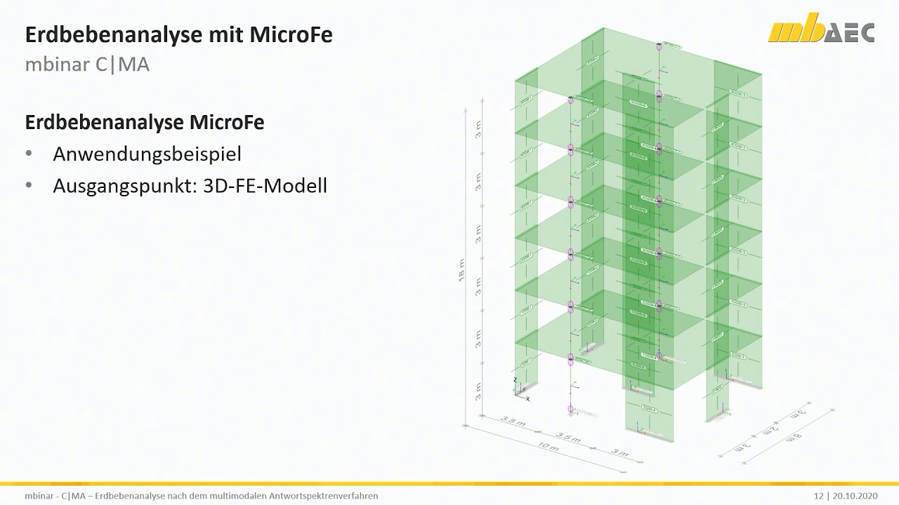 mbinar - C|MA MicroFe Erdbebenanalyse nach dem multimodalen Antwortspektrenverfahren