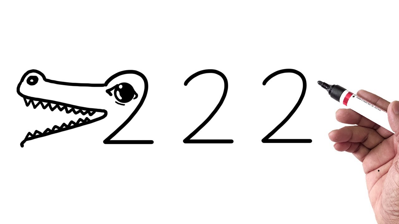 How to draw a crocodile easily from 222 number | 222 नंबर से आसानी से मगरमच्छ कैसे आकर्षित करें