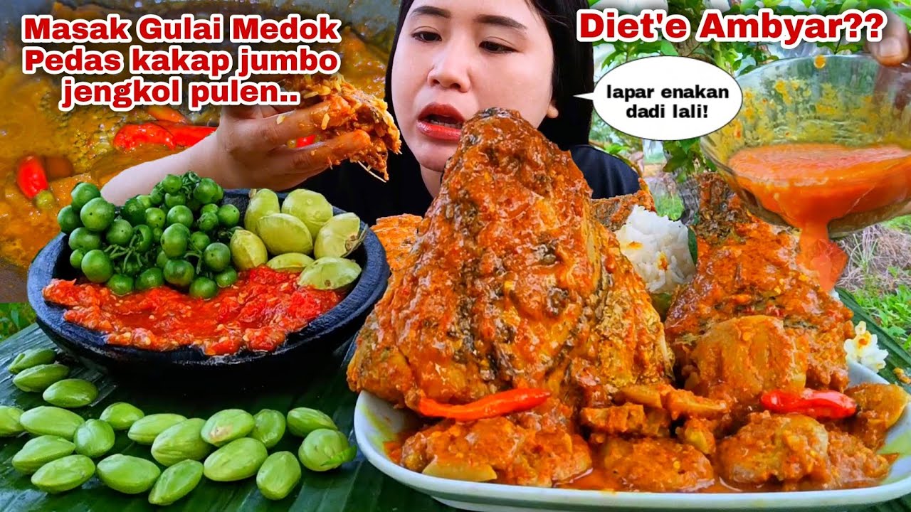 LUDES MENGGIURKAN🤤 IKAN KAKAP JENGKOL GULAI PEDAS SAMBAL DAN LALAPAN MENTAH