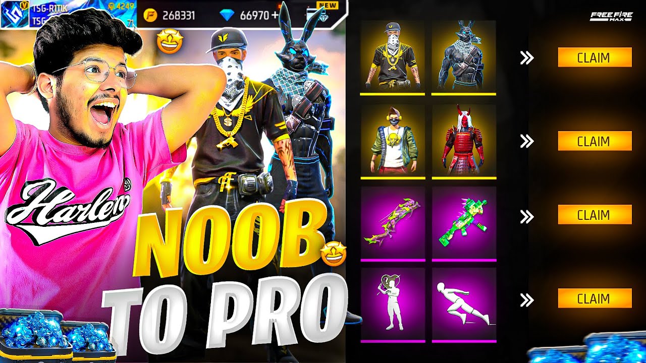 FREE FIRE NOOB TO ULTRA PRO CHALLENGE IN MOST EXPENSIVE SERVER -GARENA FREE FIRE