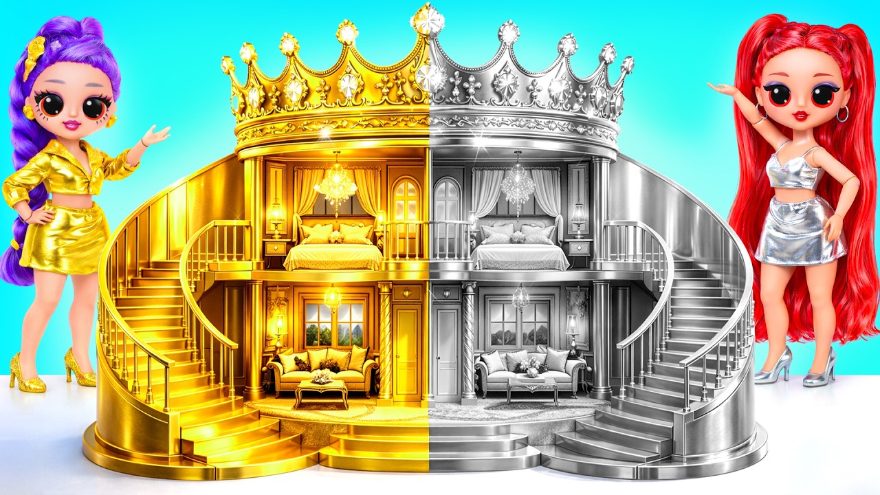 We Build Amazing Doll House Gold vs Silver Challenge | Doll House GIRLS