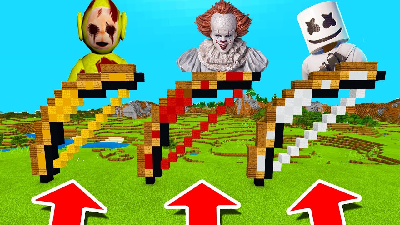Minecraft PE : DO NOT CHOOSE THE WRONG BOW! (Pennywise, Marshmello & Laa-Laa Slendytubbies)
