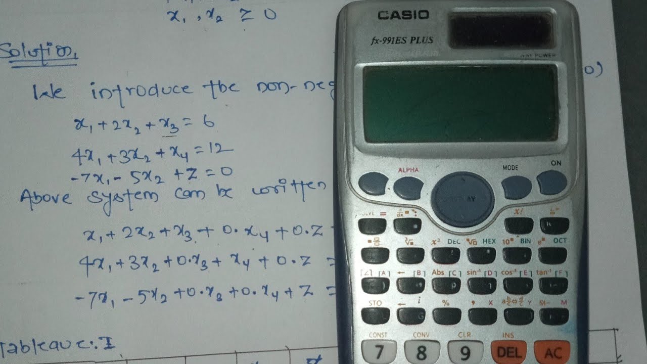 Simplex method by using calculator