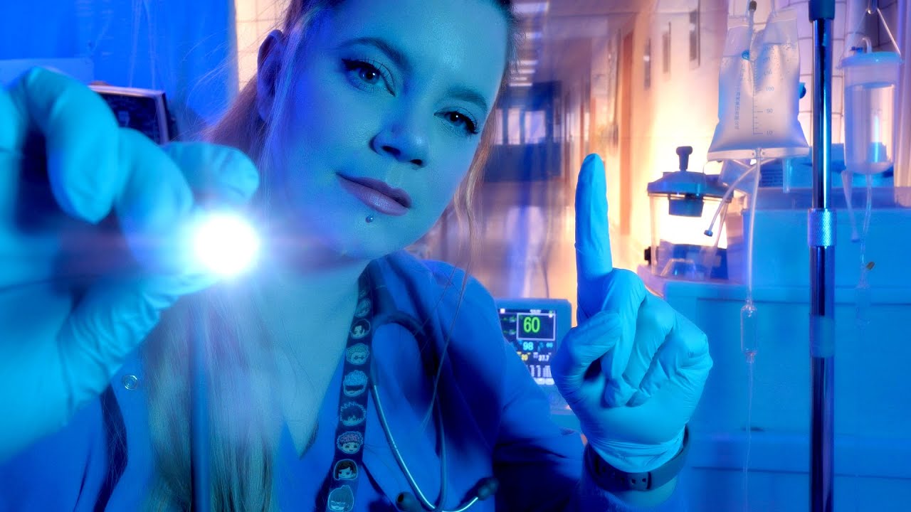 ASMR Hospital Night Nurse Checks on You | Cranial Nerve Exam | You Can Close Your Eyes