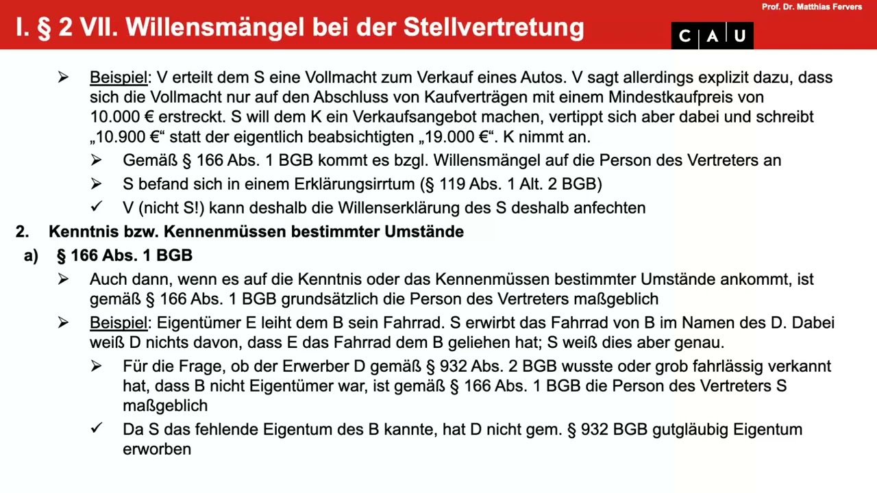 BGB AT – Folge 27 (§ 166 Abs. 2 BGB; In-Sich-Geschäft nach § 181 BGB)